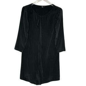 Tibi 4 Womens Black Ruffle Drape Front Tunic Dress Silk Corpcore Minimalist